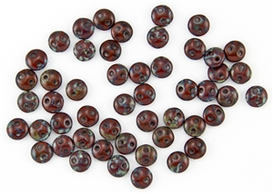 6mm Flat Lentils CzechMates Czech Glass Beads - Opaque Umber Picasso L80